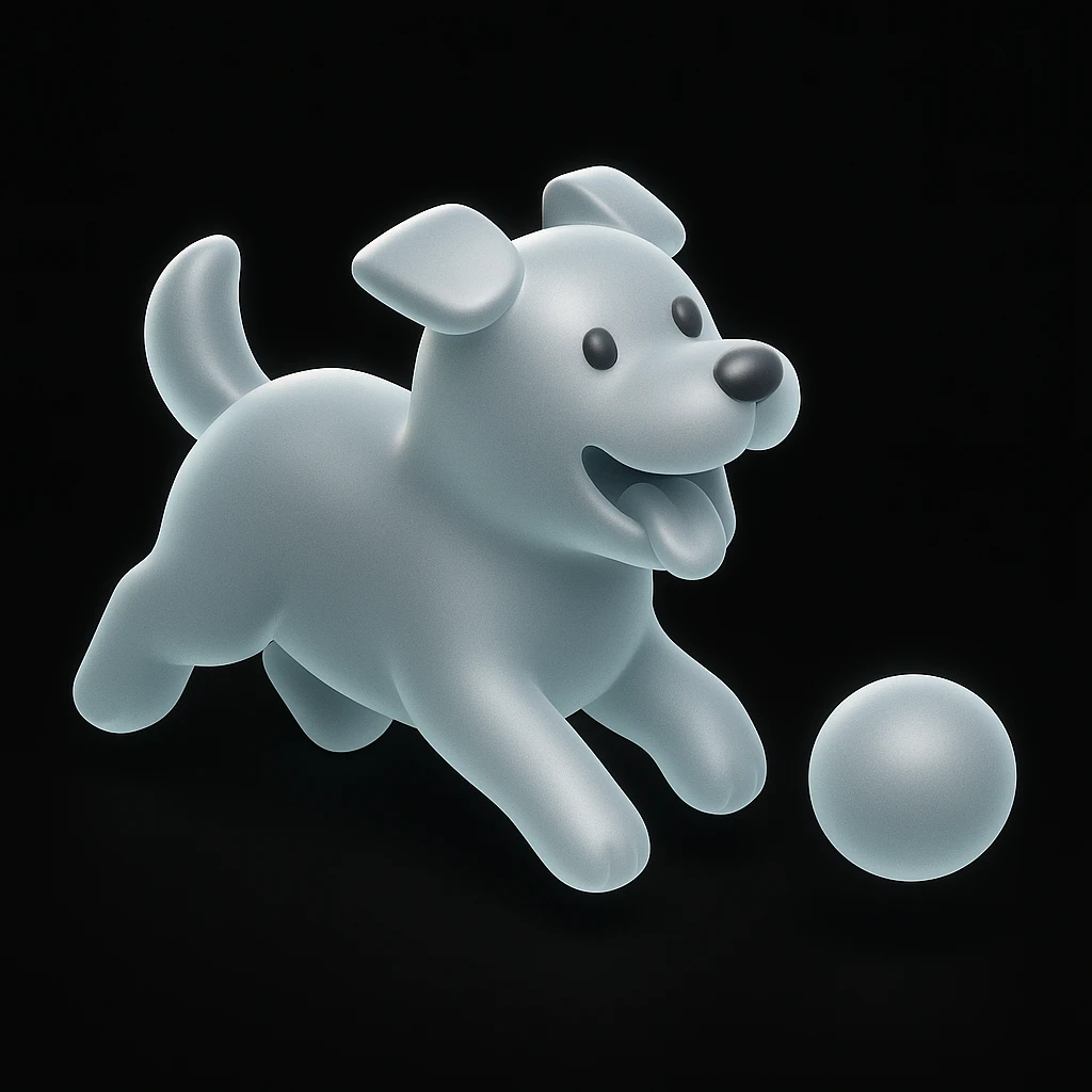 happy dog running after ball emoji