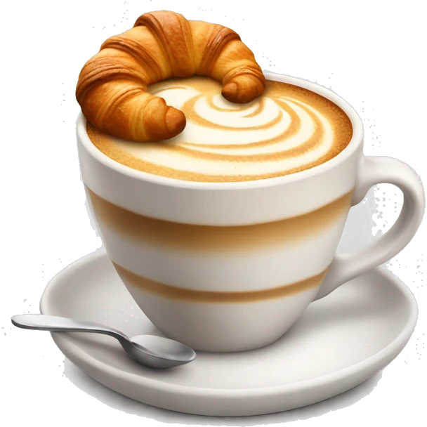 Cup of cappuccino with croissant emoji