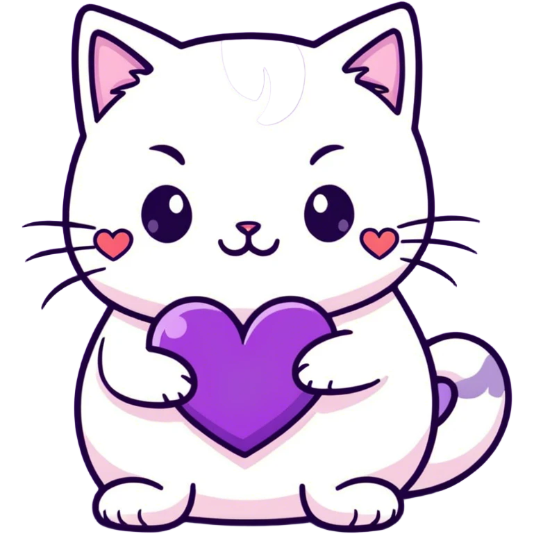 cat holding a purple heart saying i love u more than anything  emoji