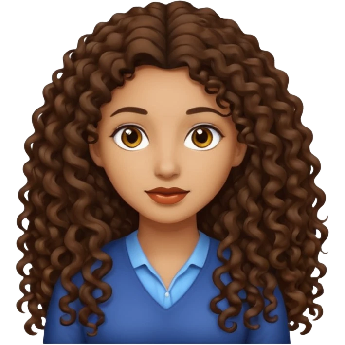 Woman light brown skin long dark curly hair emoji