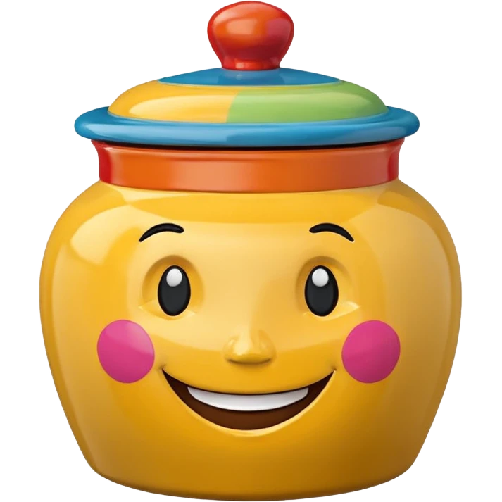 Cookie jar with cartoon face and smile emoji