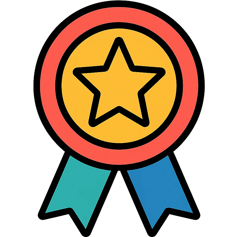 vector icon of a top review with gold and colorful elements, elegant and minimalist flat design, isolated on white background, award badge style, 2D flat vector, trending icon look, soft shadows, no text, perfect for commercial use, icon style, variation 2 emoji