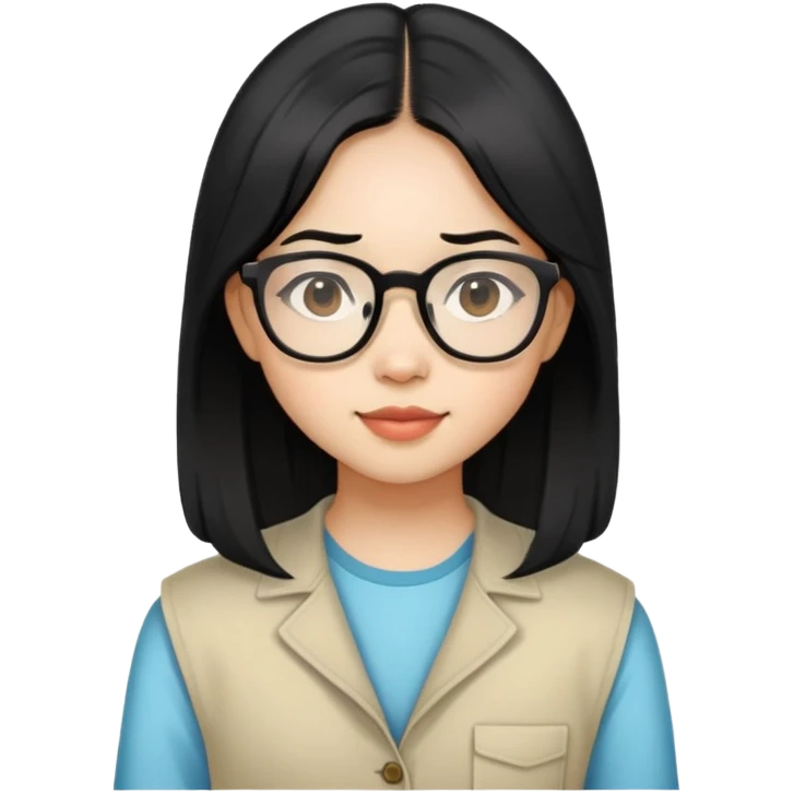 young Vietnamese girl with shoulder-length black hair and glasses emoji