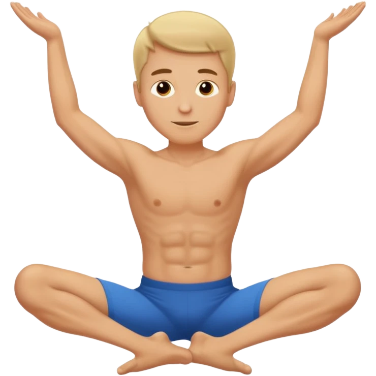 Hombre blanco haciendo estiramientos cuerpo emoji