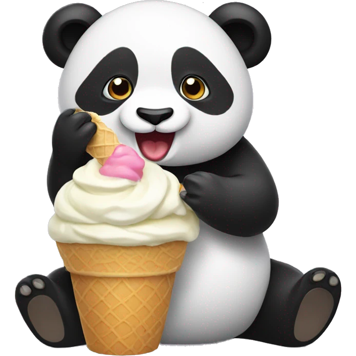 Panda eating ice cream emoji