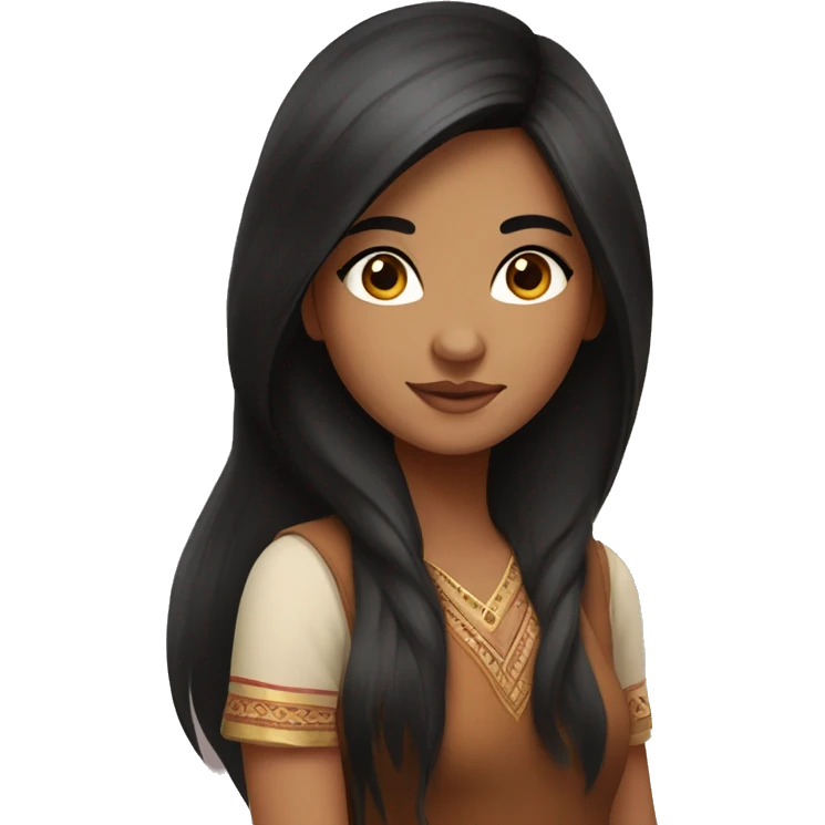 Round faced Indian girl with long black brown hair and brown eyes with beautiful lashes  emoji