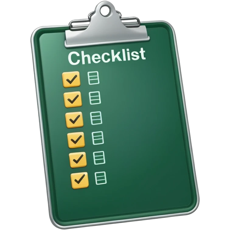 checklist on a clipboard, emoji style, clean and simple emoji