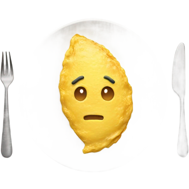 omelette on a white plate emoji
