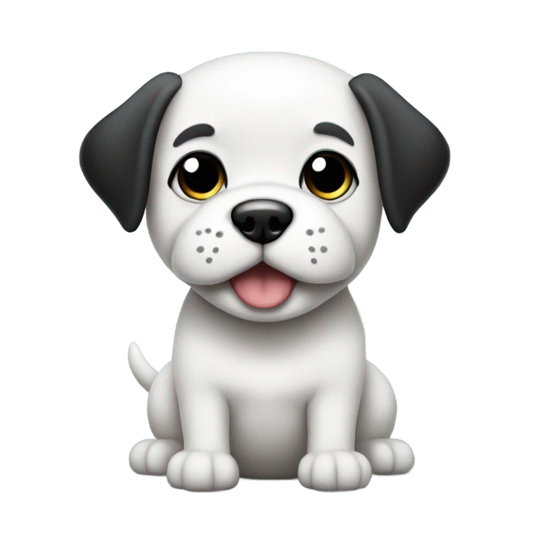 emoji de whatsapp de un perro blanco y negro en 2d emoji