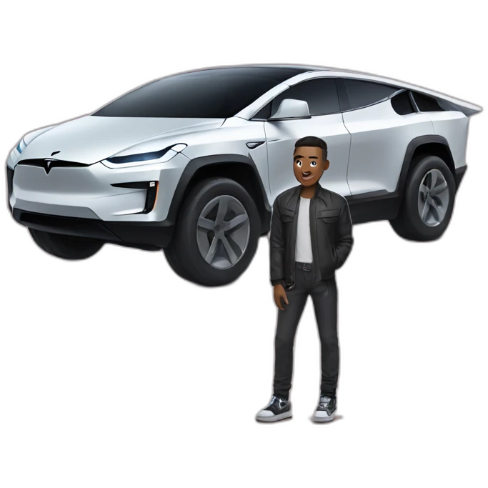 Cool guy with Tesla cybertruck emoji