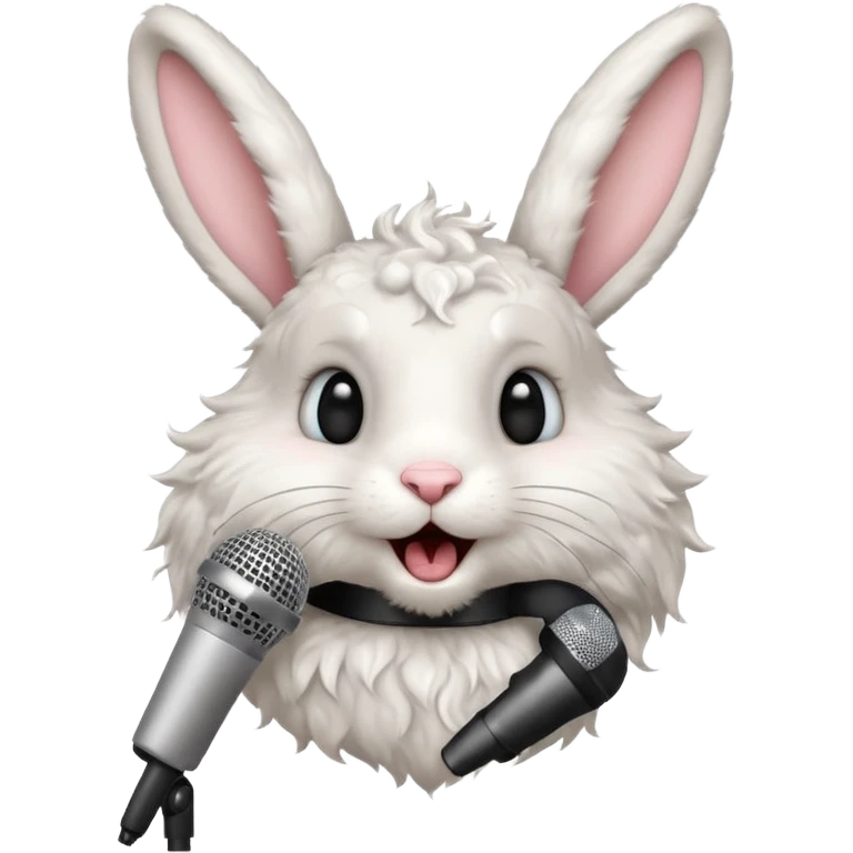 curly bunnie singing to mic emoji