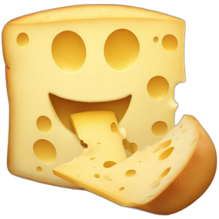 Happy cheese eating bread emoji