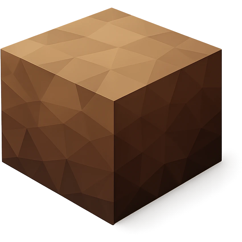 low-poly polygonal soil block, loam emoji