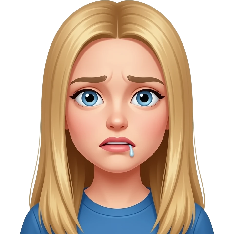 fai un set di emoji come soggetto una bella ragazza russa bionda capelli lisci lunghi e occhi chiari e molto imbarazzata emoji