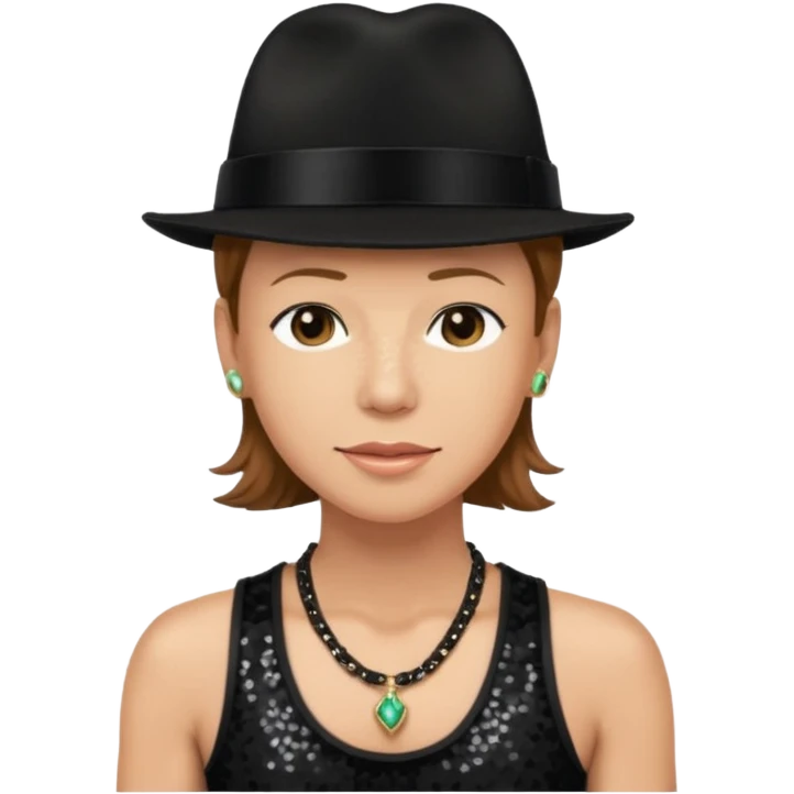 Donnie Wahlberg from NKOTB with light brown hair, black hat, black sequin tank top, necklace emoji