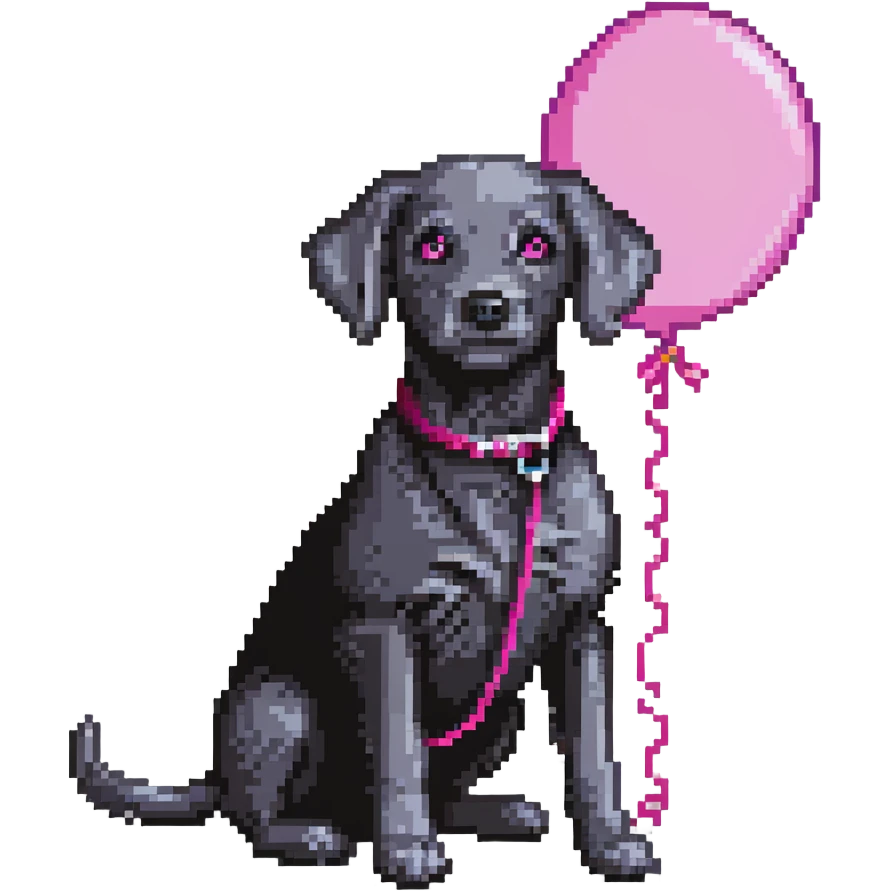 hot pink helium balloon dog emoji