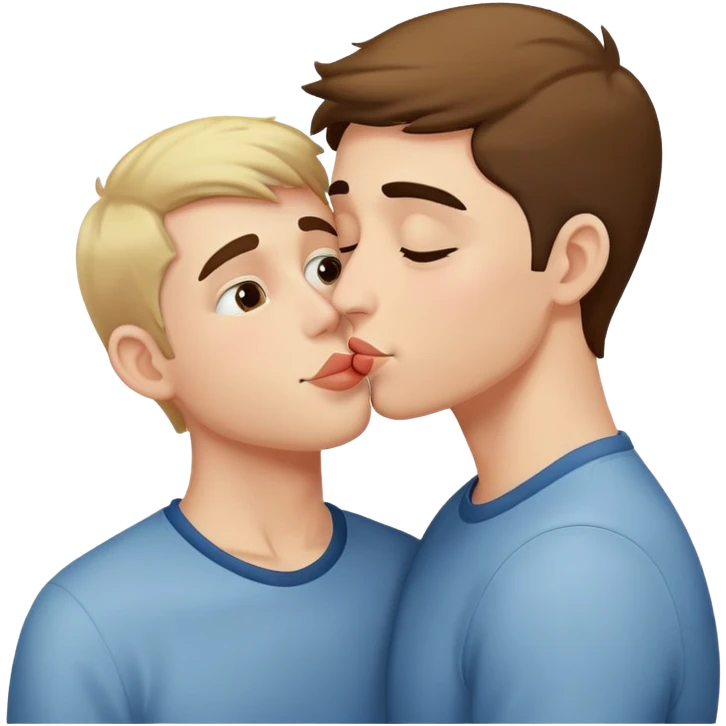 Muchacho joven dándole un beso a otro hombre en la mejilla emoji