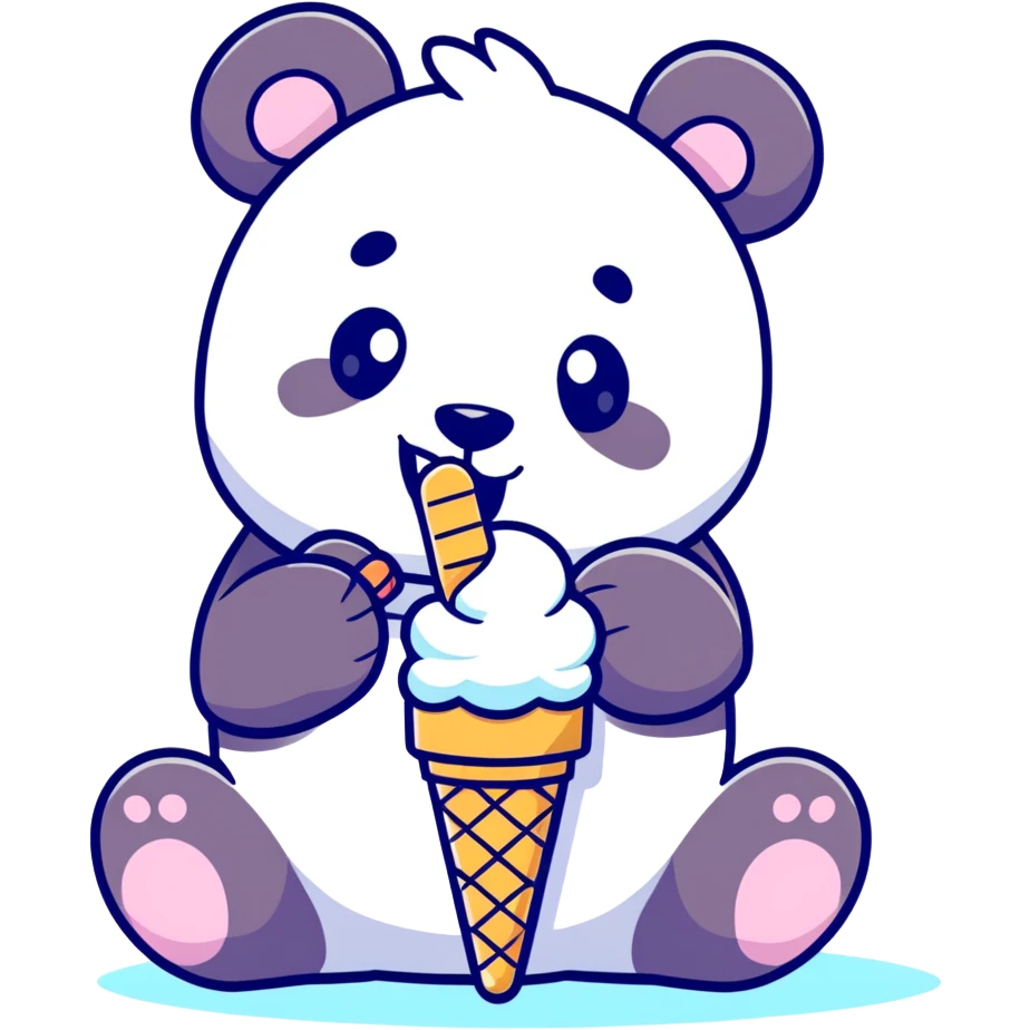 Panda eating ice cream emoji