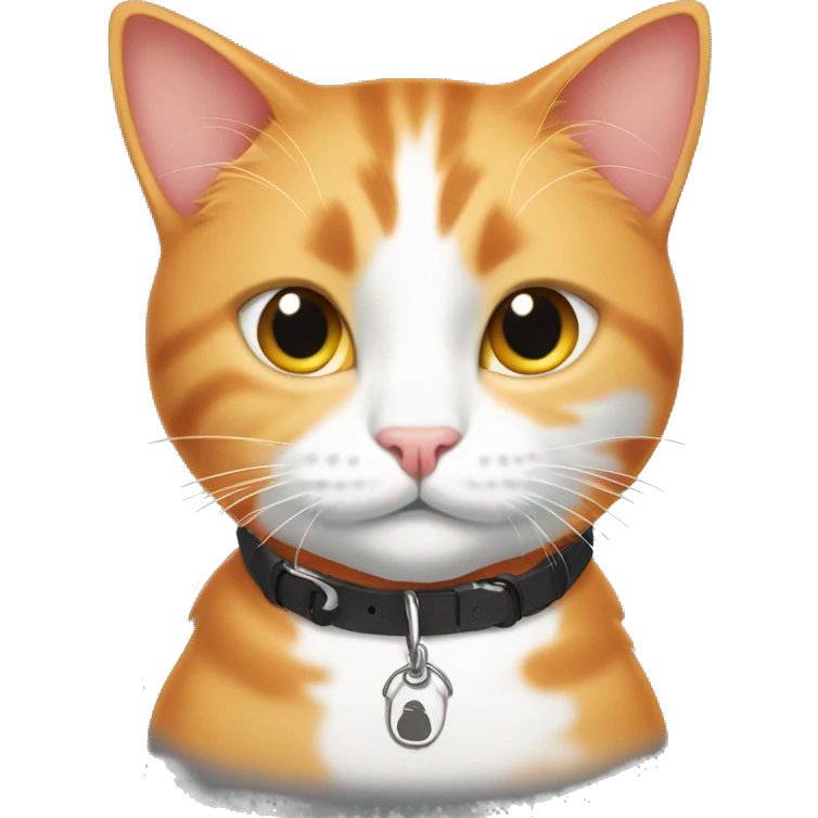 Orange and white cat with a collar that says ‘Oscar’  emoji