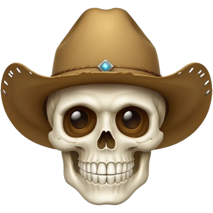 A skull face with cowboy hat mewing emoji