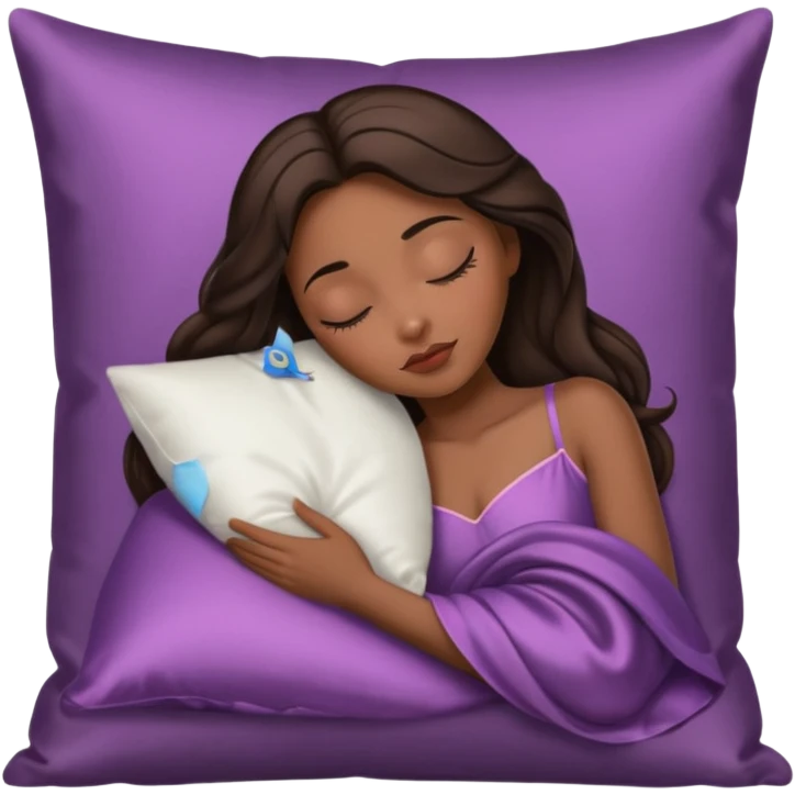 sleeping beauty brunette black girl with a silk pillow emoji