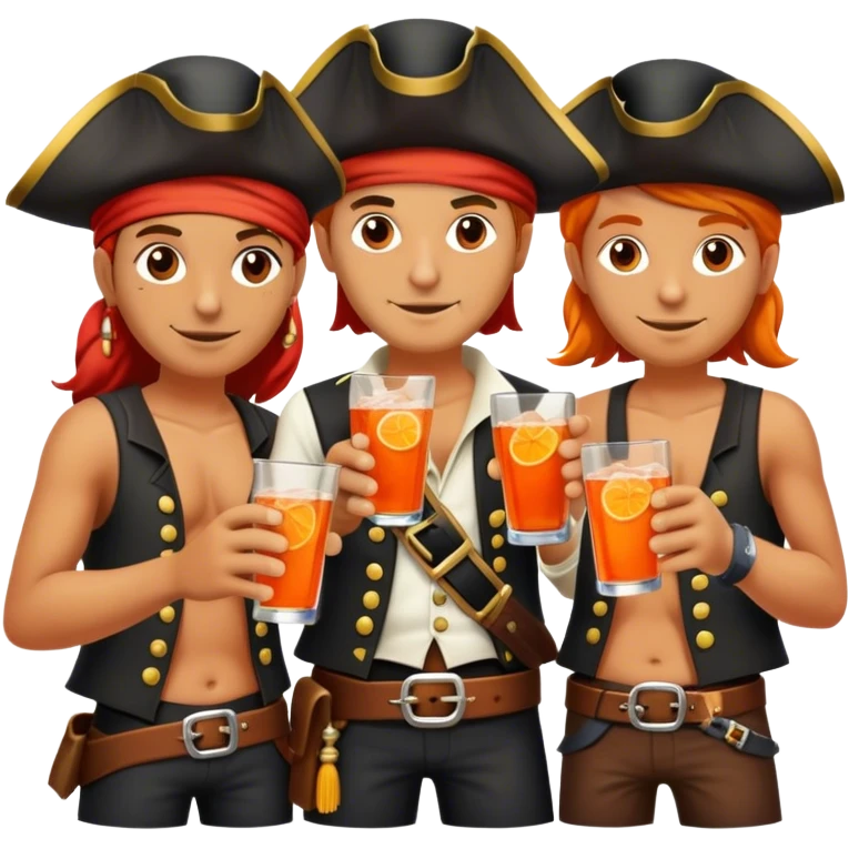 happy family of pirates drinking aperol emoji