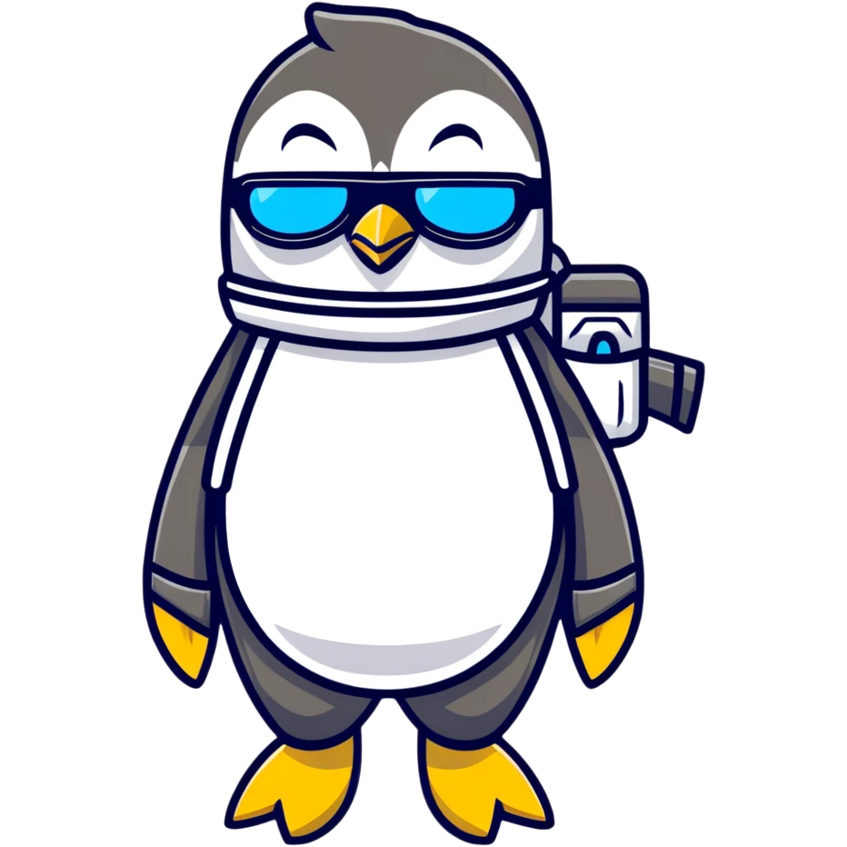 penguin with a jetpack and sunglasses emoji