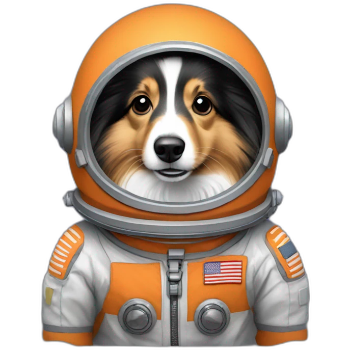Sheltie in a cosmonaut outfit emoji