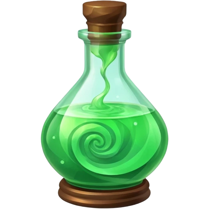green Magic Fantasy Potion, Glass Low Poly emoji