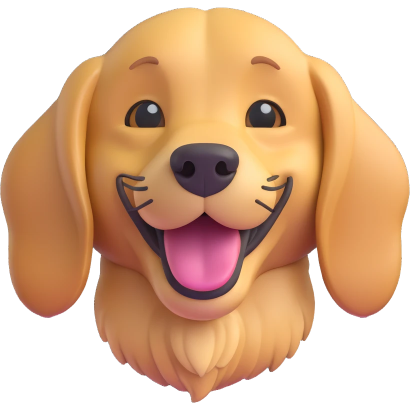 Change the corgi to a golden retriever in the same 3D emoji style, keeping the rest of the image unchanged and the background transparent. emoji