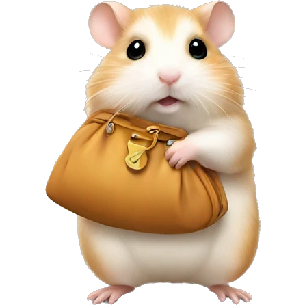 Hamster with little bag emoji