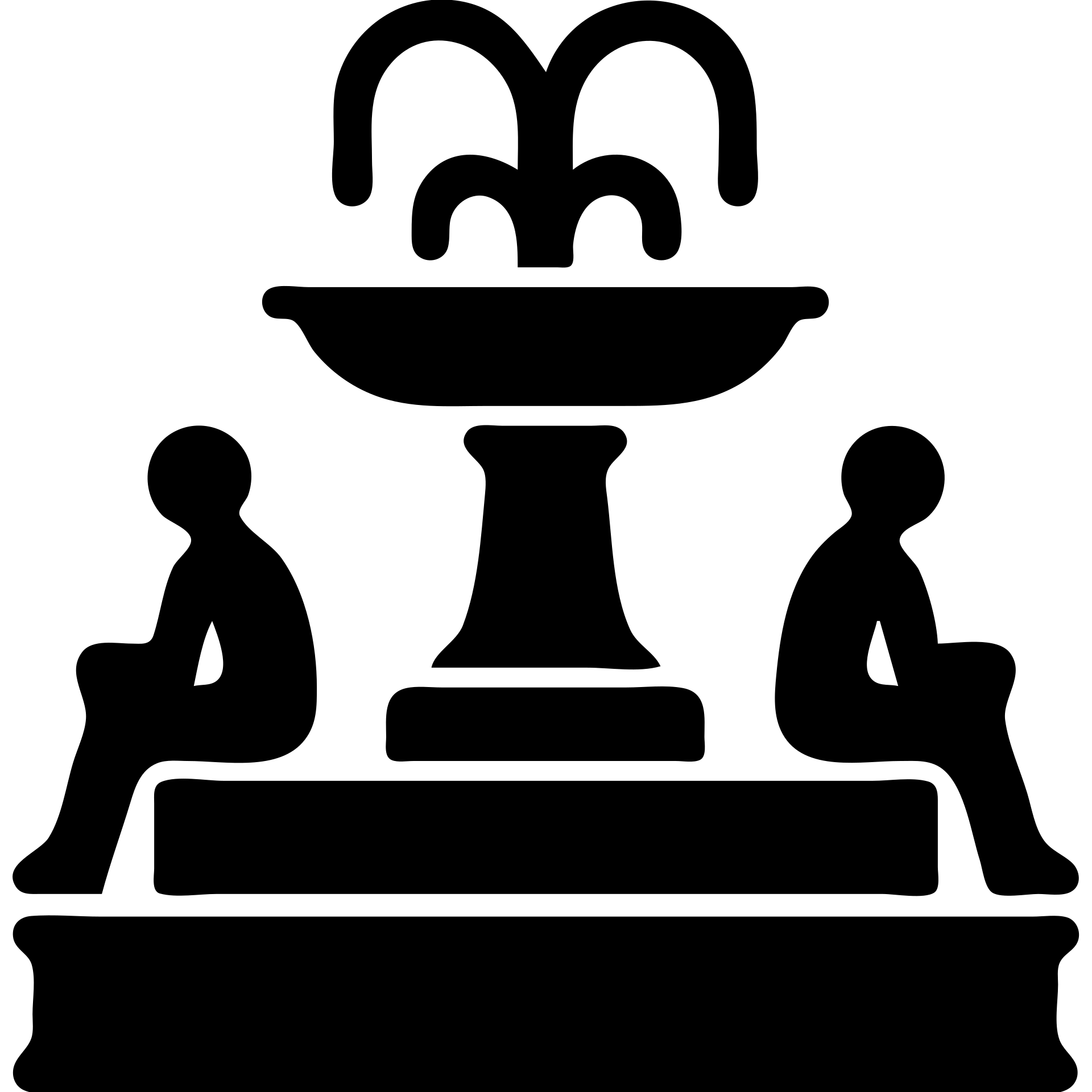 A solid black illustration of a fountain with statues emoji