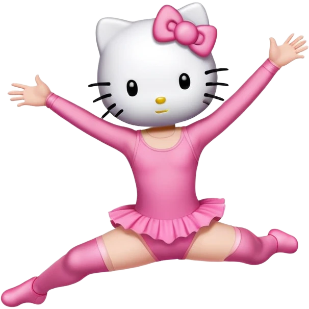 Hello Kitty in a leotard doing a straight jump emoji