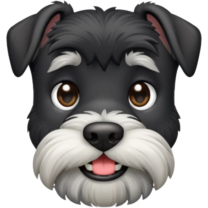 black schnauzer dog old with one tooth emoji