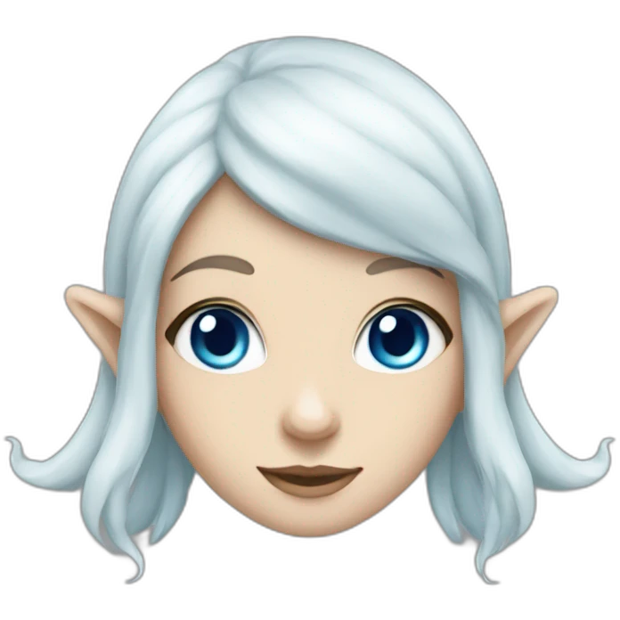 Elf girl with blue eyes whites hair emoji
