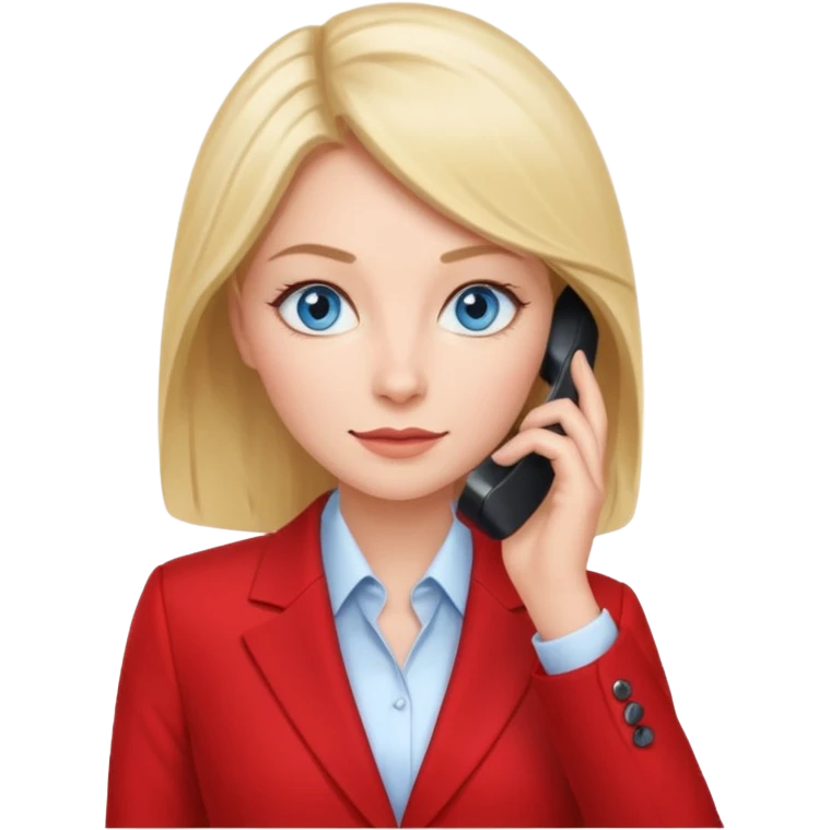 business woman with blue eyes talking on the mobile phone emoji