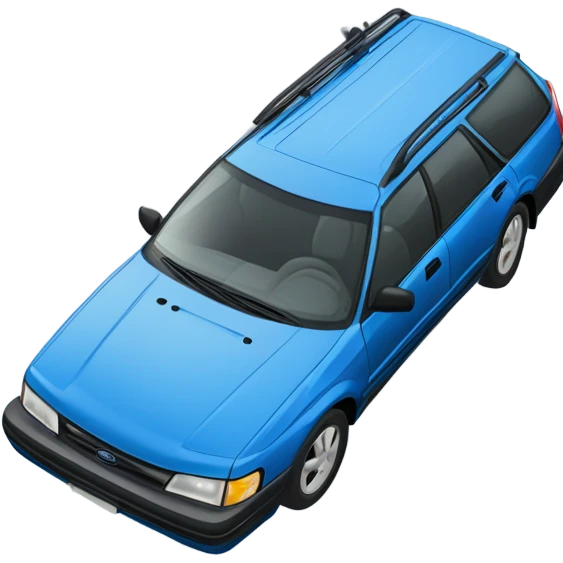 Blue 1990 Subaru legacy wagon in a snowy ditch emoji
