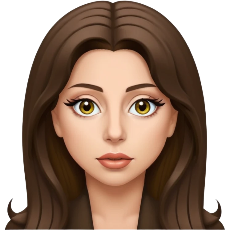 Lady Gaga with hazel eyes, long brunette hair emoji