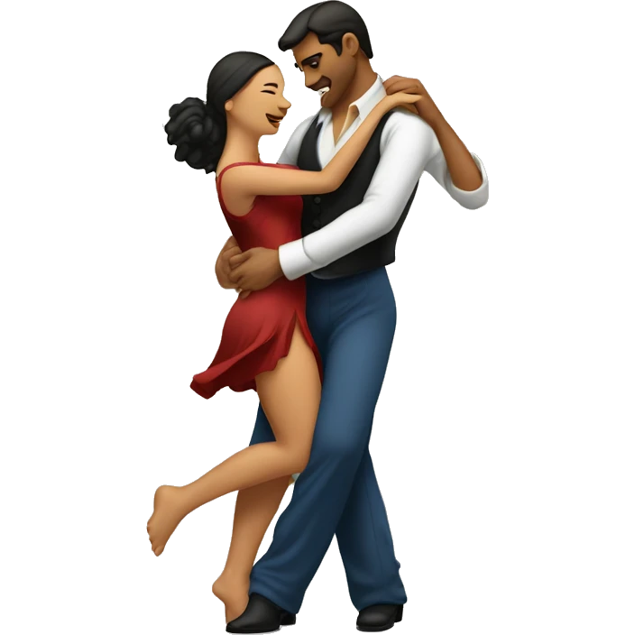 A couple dancing a very emotional, sensual tango Argentino with her leg wrapped around him emoji