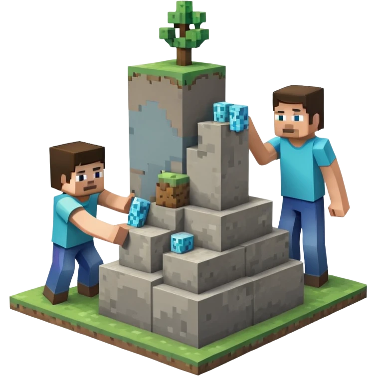 2 minecraft charectors building together a foundation emoji
