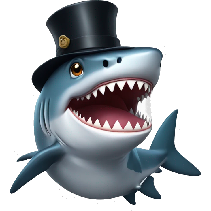 Shark with a top hat emoji