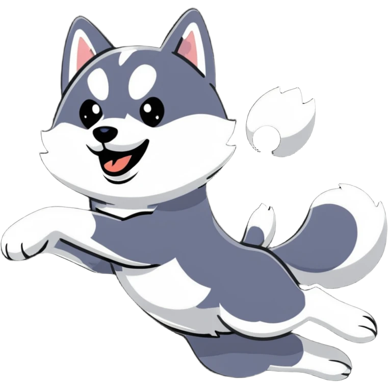 husky dog jumping in the air emoji