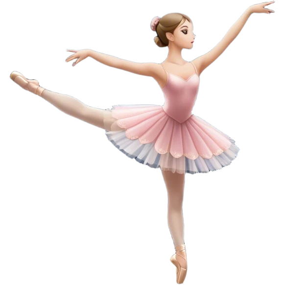 Emoji of Ballet: Big theater stage with silhouette of a ballerina in an elegant pose, surrounded by spotlight and stage lights. The icon should convey the grace and beauty of ballet, with focus on the dancer and the dramatic lighting. Transparent background. emoji
