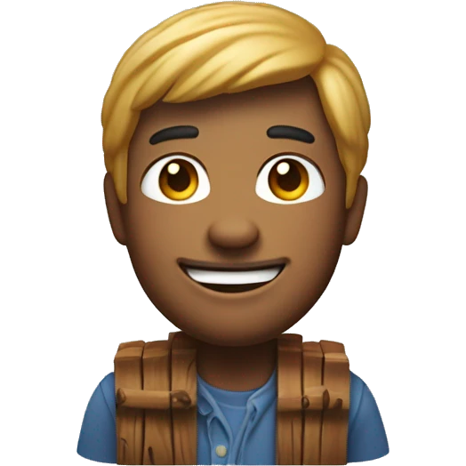 one 3d characters like the apple memoji design style dressed like a timber crossing arm with a smile face emoji