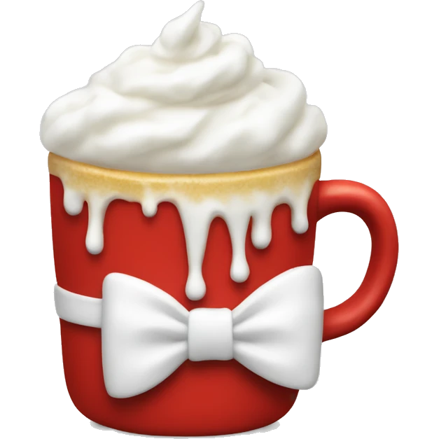 Red mug with a white bow on it and whipped cream on top  emoji
