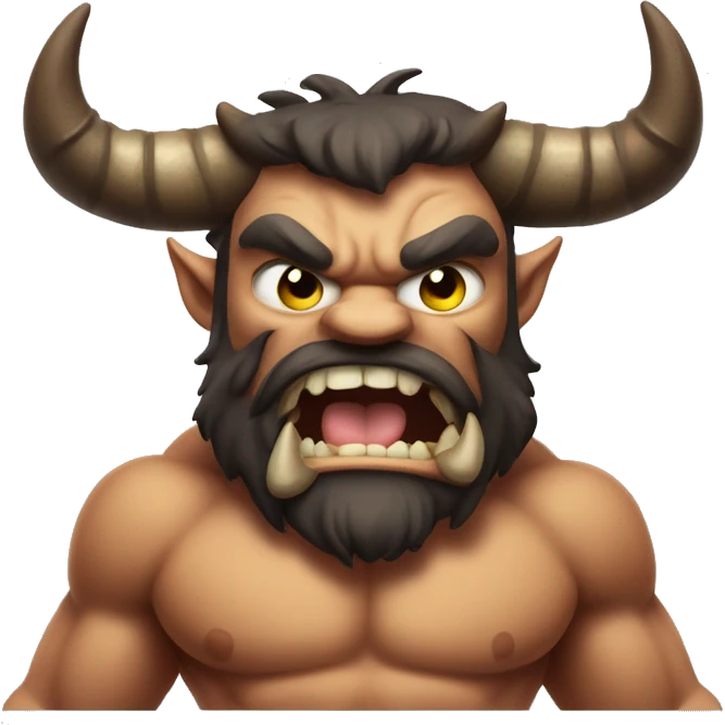  a muscular, demonic-looking bull-like creature, with beard and horns holding 2 thumbs up emoji