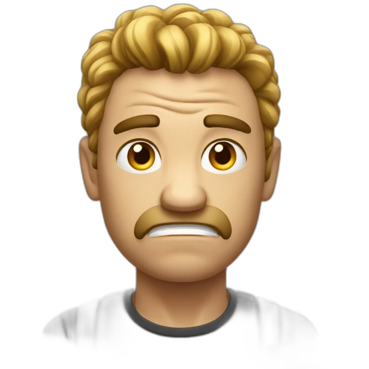 A man that is very angry. He pull his hairs strongly. emoji