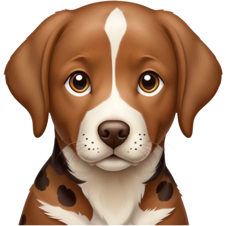 photorealistic brown Labrador retriever with spotted calico pattern, detailed fur texture, lifelike eyes emoji