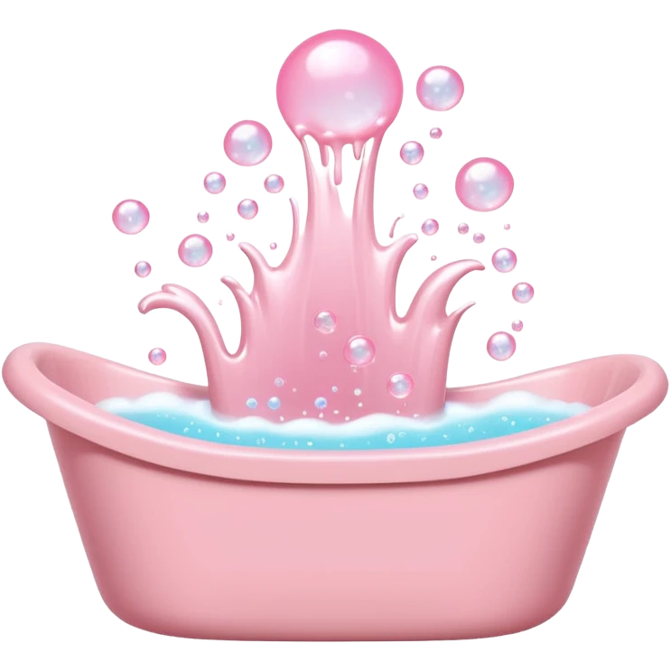A light pink bathtub filled with light pink bubbles, overflowing with foam. Bubbles are rising upward above it. emoji