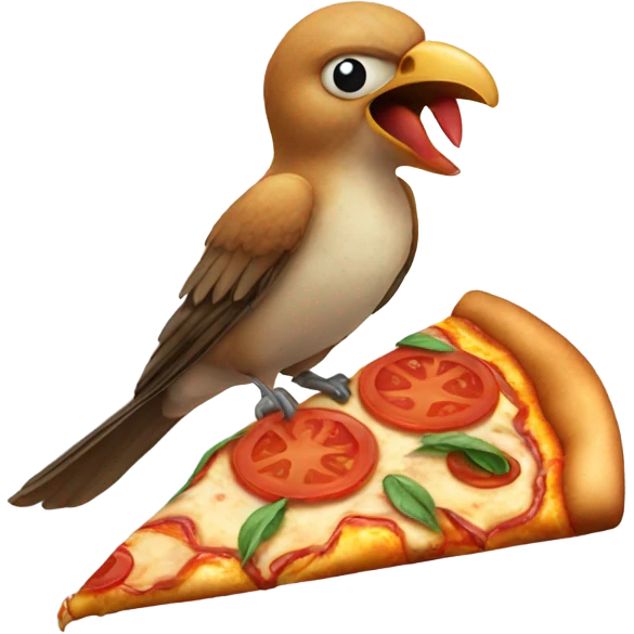 bird eating a pizza emoji